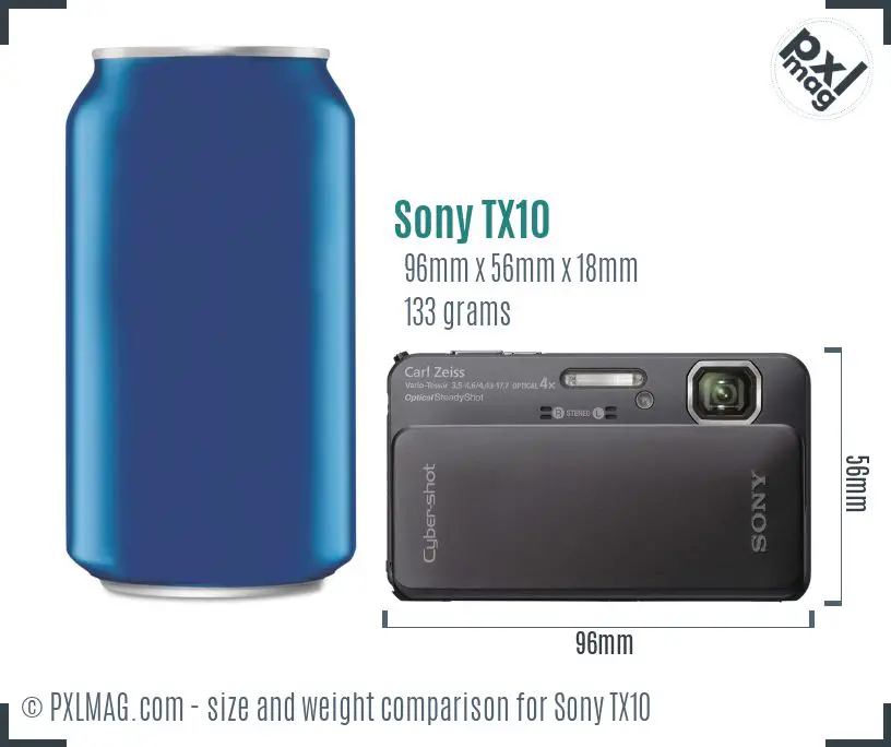 Sony Cyber-shot DSC-TX10 dimensions scale