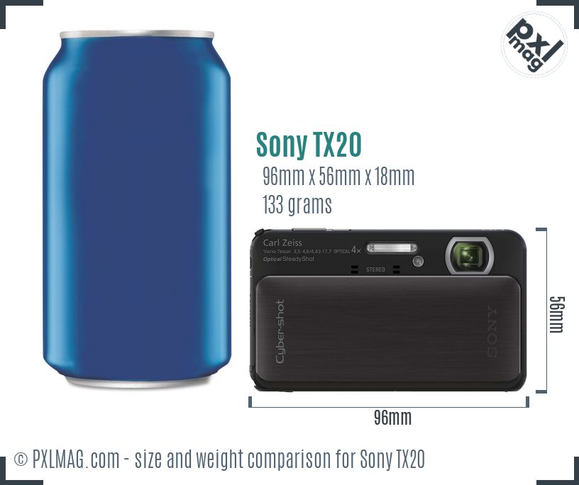 Sony Cyber-shot DSC-TX20 dimensions scale