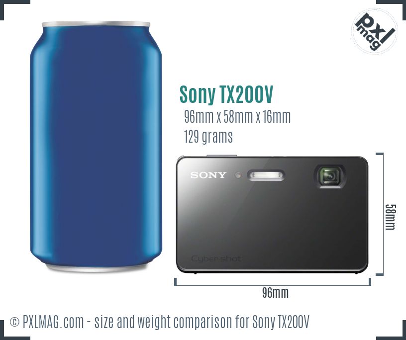 Sony Cyber-shot DSC-TX200V dimensions scale