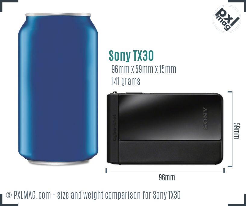 Sony Cyber-shot DSC-TX30 dimensions scale