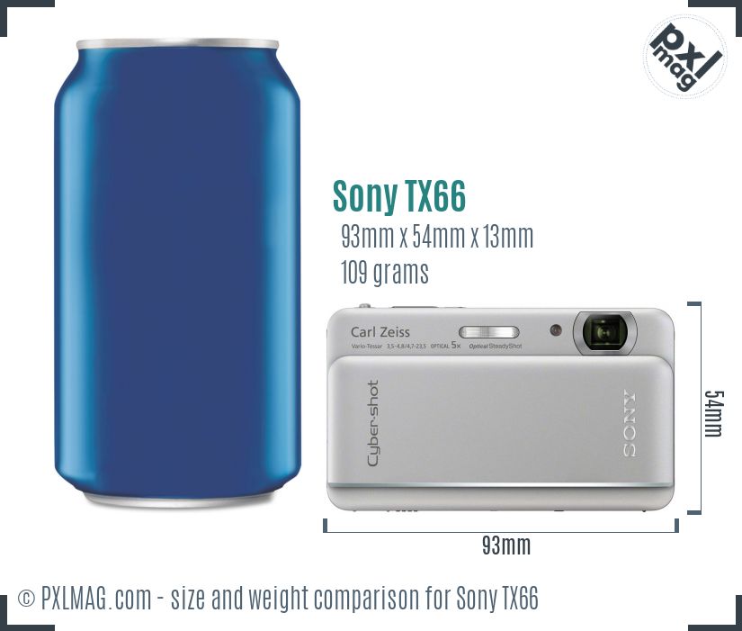 Sony Cyber-shot DSC-TX66 dimensions scale