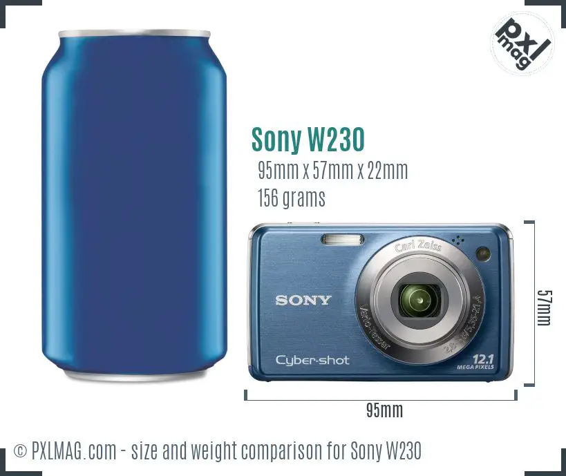Sony Cyber-shot DSC-W230 dimensions scale