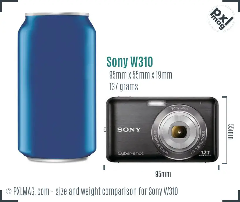 Sony Cyber-shot DSC-W310 dimensions scale