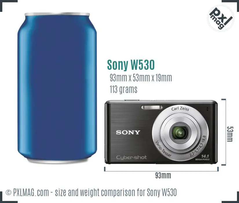 Sony Cyber-shot DSC-W530 dimensions scale