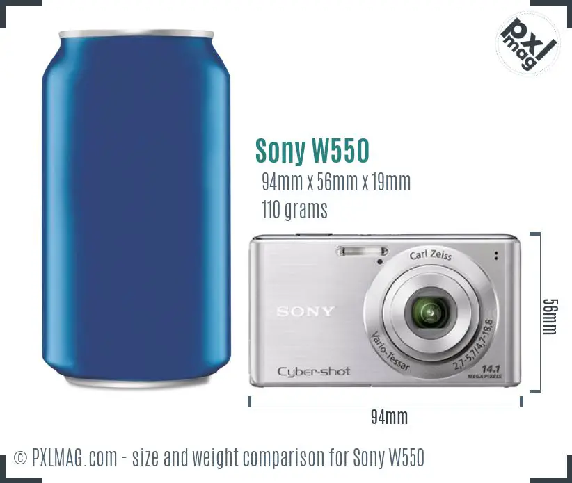 Sony Cyber-shot DSC-W550 dimensions scale
