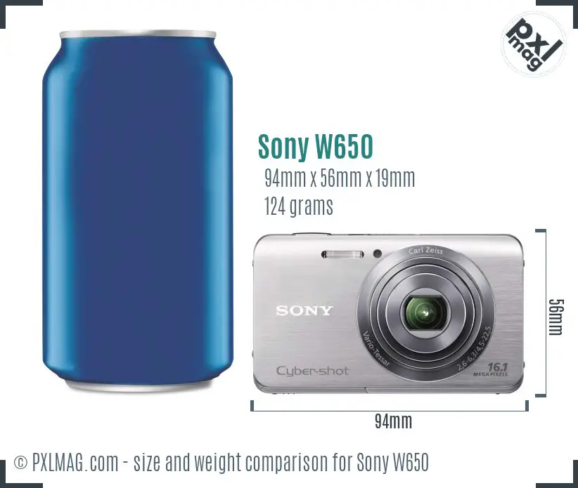 Sony Cyber-shot DSC-W650 dimensions scale