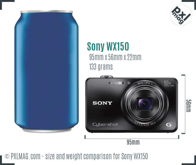 Sony Cyber-shot DSC-WX150 dimensions scale