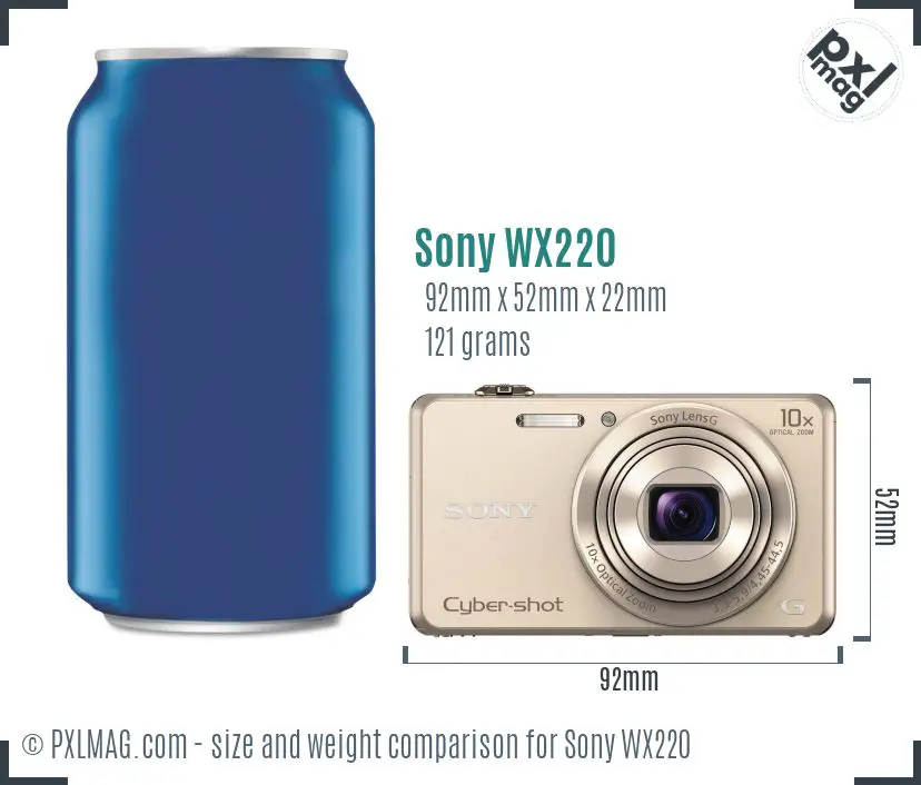 Sony Cyber-shot DSC-WX220 dimensions scale