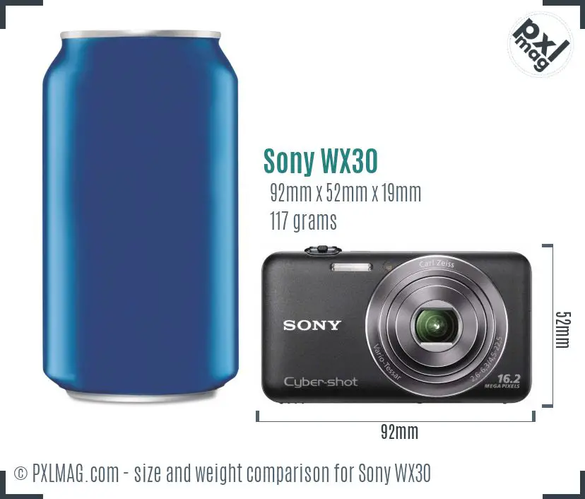 Sony Cyber-shot DSC-WX30 dimensions scale