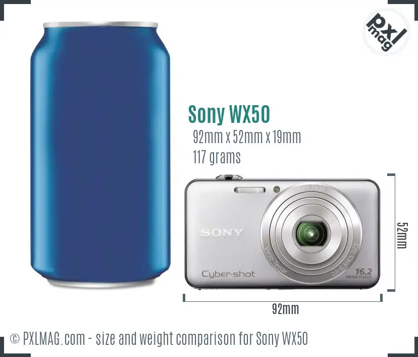 Sony Cyber-shot DSC-WX50 dimensions scale