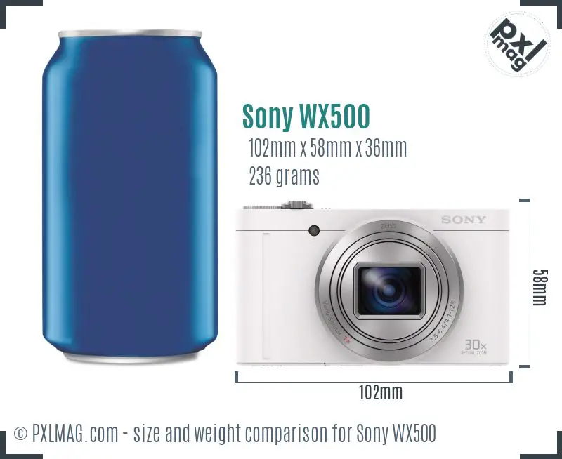 Sony Cyber-shot DSC-WX500 dimensions scale