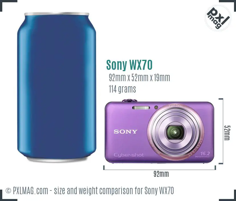 Sony Cyber-shot DSC-WX70 dimensions scale