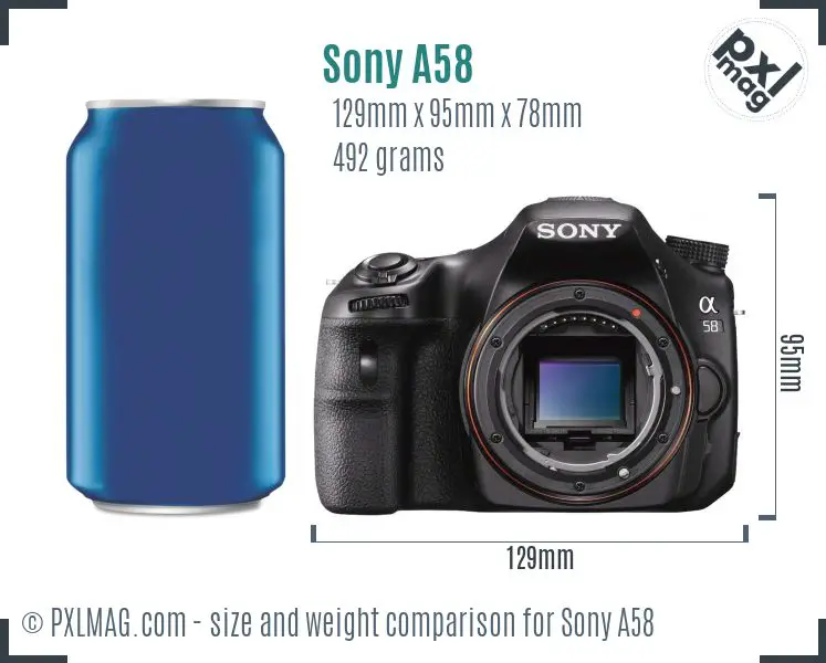Sony SLT-A58 dimensions scale