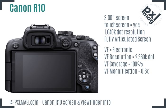 Canon EOS R10 screen and viewfinder