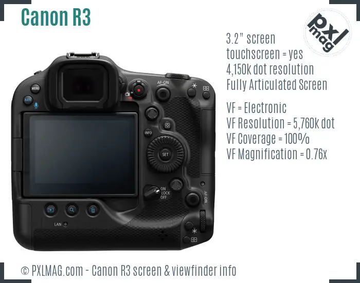 Canon EOS R3 screen and viewfinder