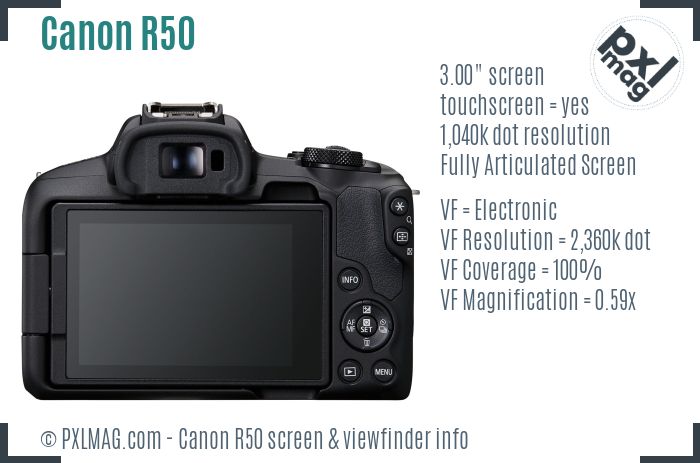 Canon EOS R50 screen and viewfinder