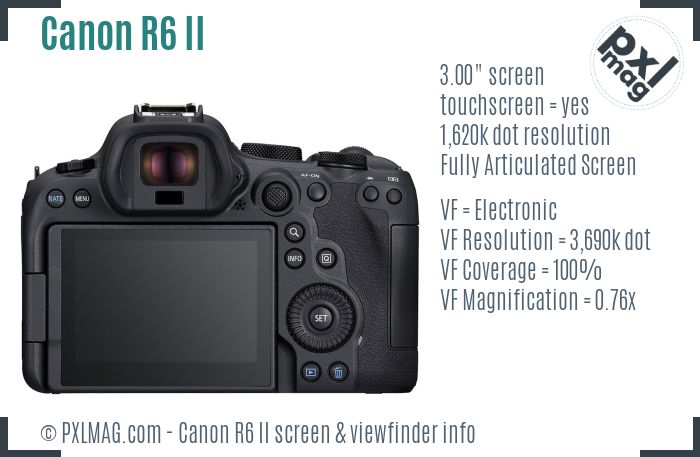 Canon EOS R6 Mark II screen and viewfinder