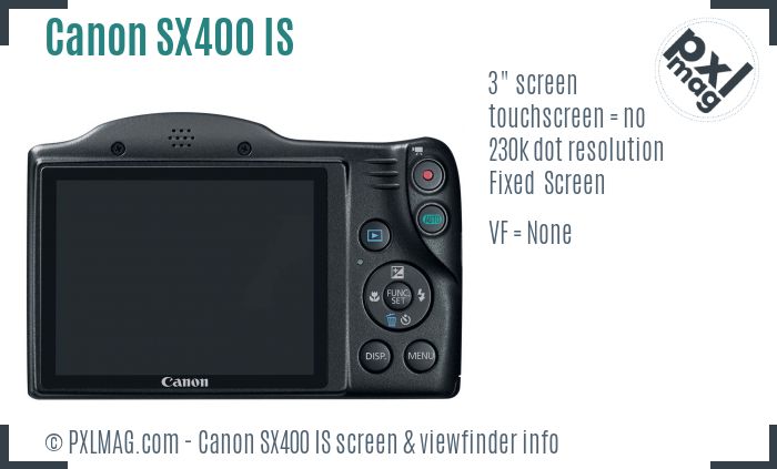 Canon PowerShot SX400 IS screen and viewfinder