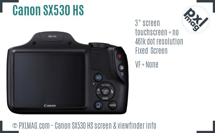 Canon PowerShot SX530 HS screen and viewfinder