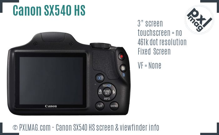 Canon PowerShot SX540 HS screen and viewfinder