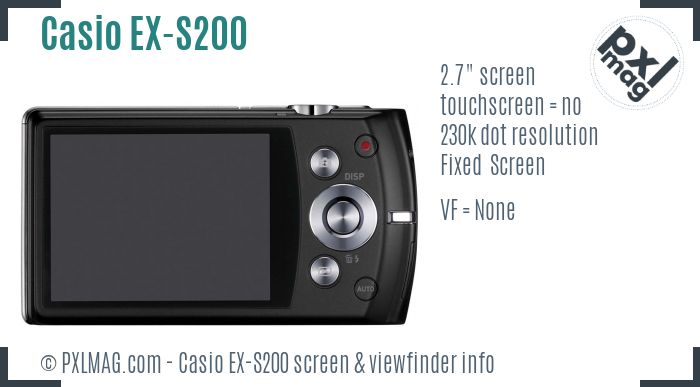 Casio Exilim EX-S200 screen and viewfinder