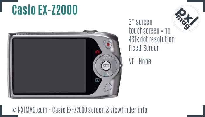Casio Exilim EX-Z2000 screen and viewfinder