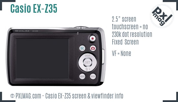 Casio Exilim EX-Z35 screen and viewfinder