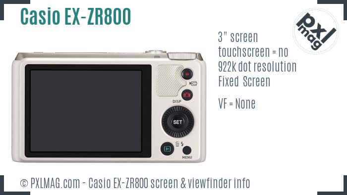 Casio Exilim EX-ZR800 screen and viewfinder