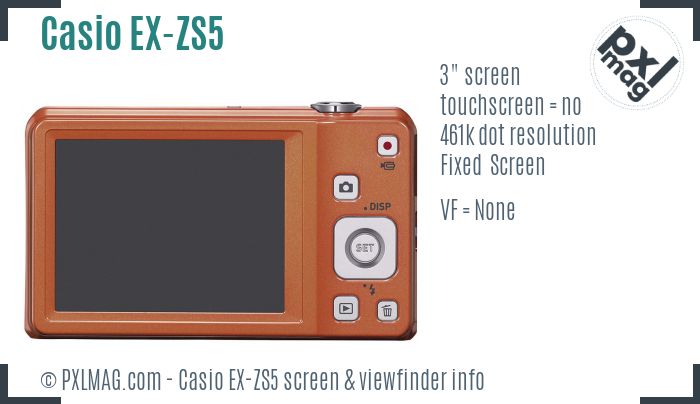 Casio Exilim EX-ZS5 screen and viewfinder