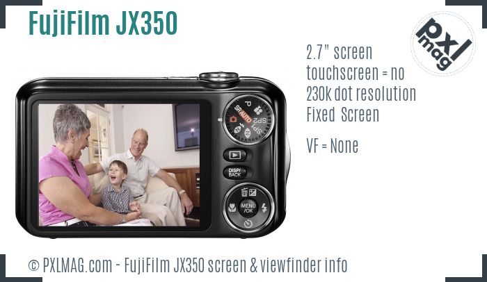 FujiFilm FinePix JX350 screen and viewfinder