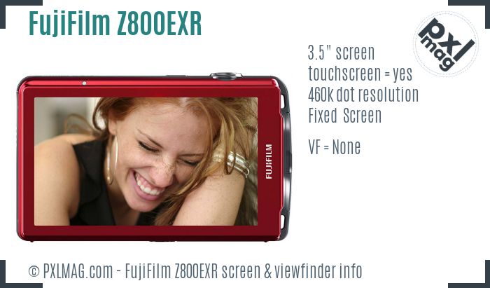 FujiFilm FinePix Z800EXR screen and viewfinder