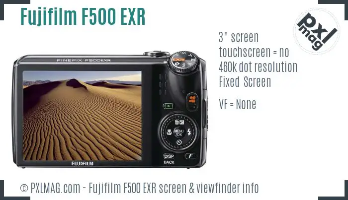 Fujifilm FinePix F500 EXR screen and viewfinder