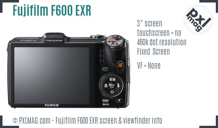 Fujifilm FinePix F600 EXR screen and viewfinder