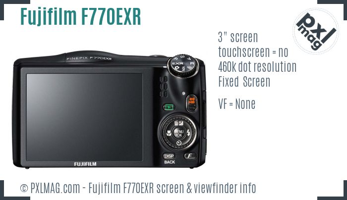 Fujifilm FinePix F770EXR screen and viewfinder