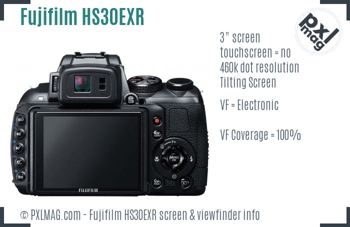 Fujifilm FinePix HS30EXR screen and viewfinder