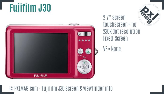 Fujifilm FinePix J30 screen and viewfinder