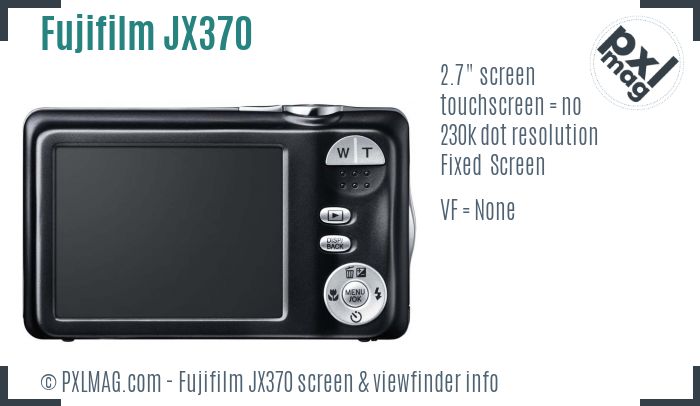 Fujifilm FinePix JX370 screen and viewfinder