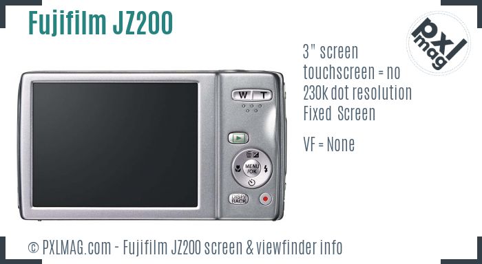 Fujifilm FinePix JZ200 screen and viewfinder
