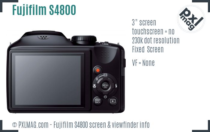 Fujifilm FinePix S4800 screen and viewfinder