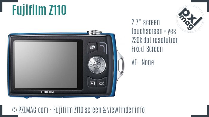 Fujifilm FinePix Z110 screen and viewfinder
