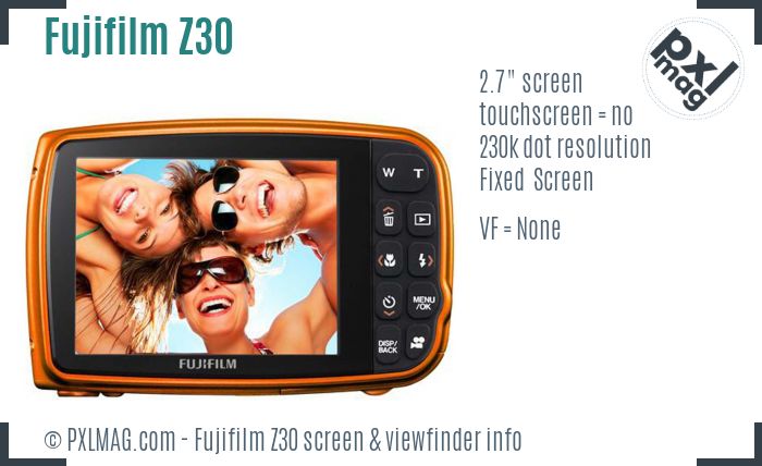 Fujifilm FinePix Z30 screen and viewfinder