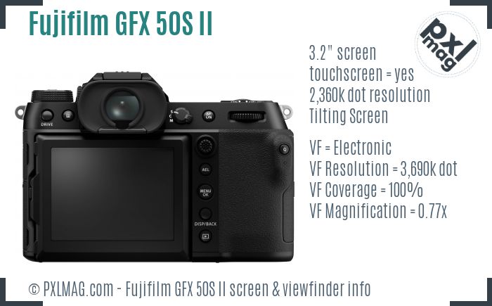 Fujifilm GFX 50S II screen and viewfinder