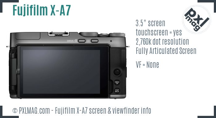 Fujifilm X-A7 screen and viewfinder