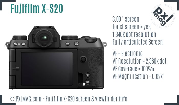 Fujifilm X-S20 screen and viewfinder