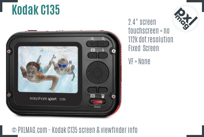Kodak EasyShare C135 screen and viewfinder