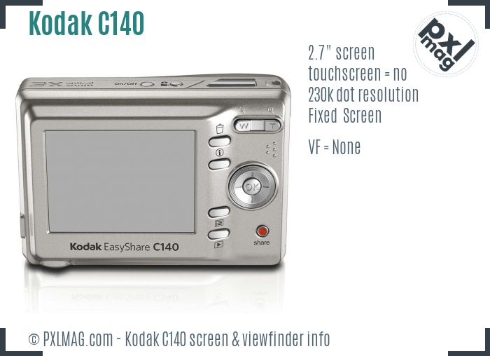 Kodak EasyShare C140 screen and viewfinder