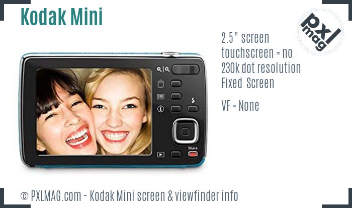 Kodak EasyShare Mini screen and viewfinder