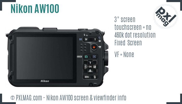 Nikon Coolpix AW100 screen and viewfinder