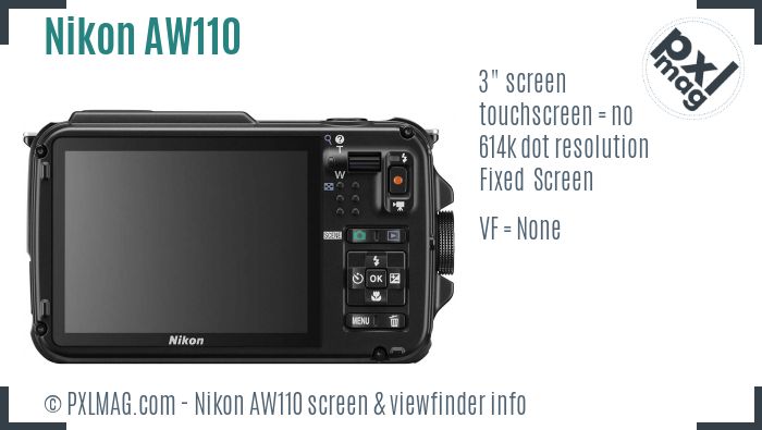 Nikon Coolpix AW110 screen and viewfinder