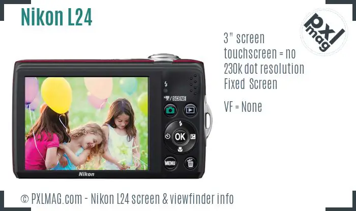 Nikon Coolpix L24 screen and viewfinder